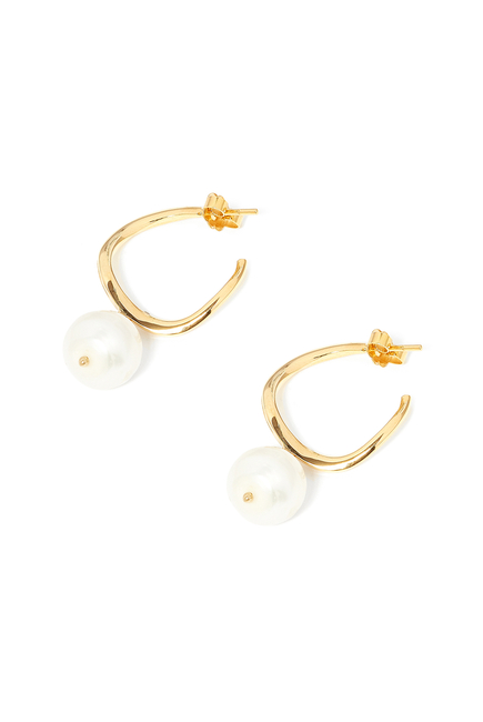 Feminine Waves Pearl Hoop Earrings